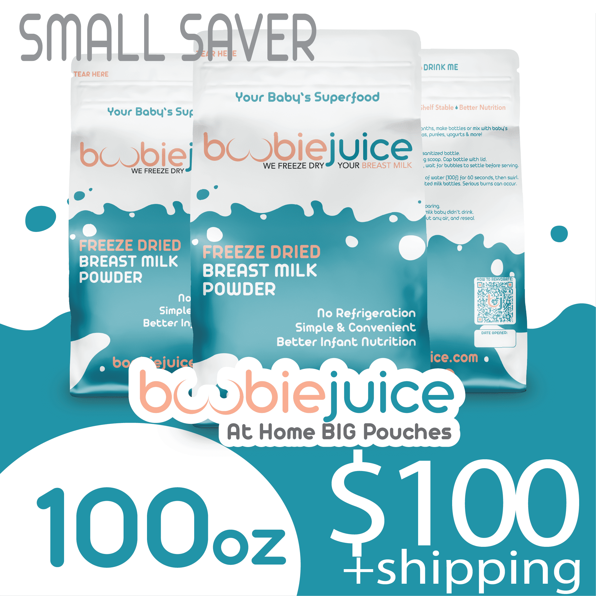 Freeze Dry Breast Milk 100oz HOME Pouch Shipping Kit