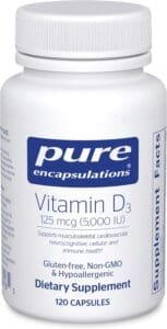 Pure Encapsulation D3 5000iu Image of Vitamin D3 Pure Encapsulation bottle 5000iu